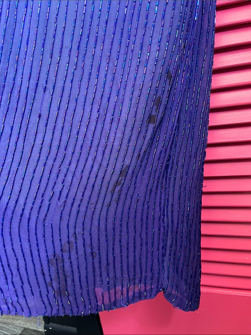 Beaded Purple Prom Dress with V-Neck - Picture 5 of 16